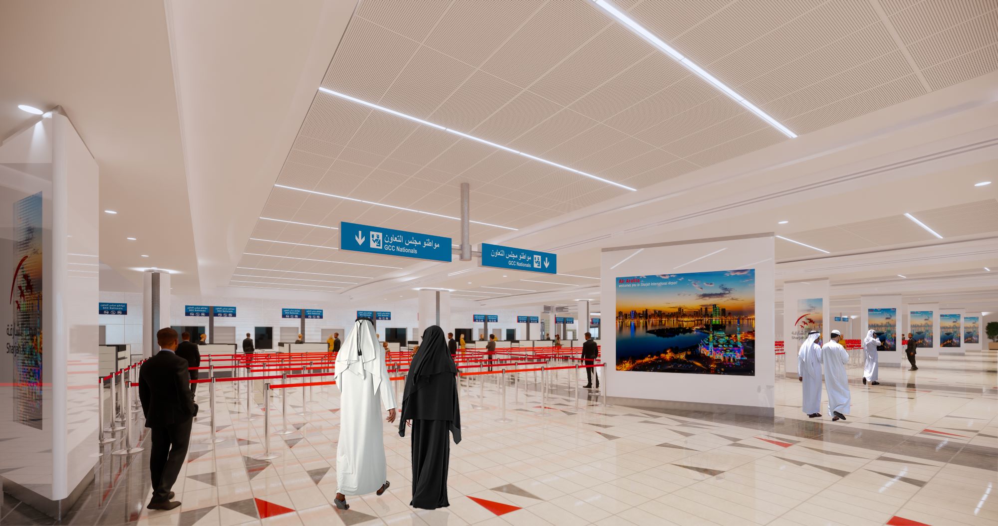 New immigration area with counters and e-gates